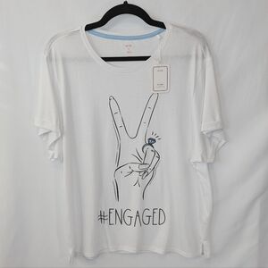 NWT #Engaged Short Sleeve White Top, Bling Ring, Bachelorette Engagement, Sz XL